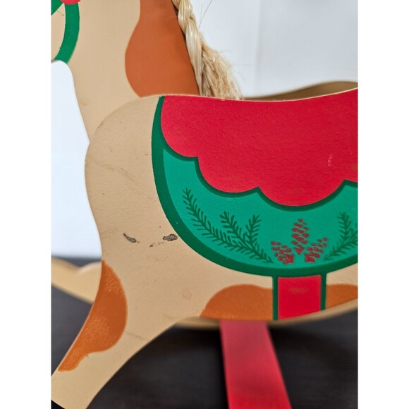 Hallmark Vintage Wooden Rocking Horse Christmas Centerpiece Card Holder 13" - Picture 7 of 13